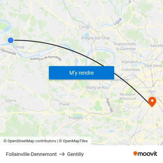 Follainville-Dennemont to Gentilly map