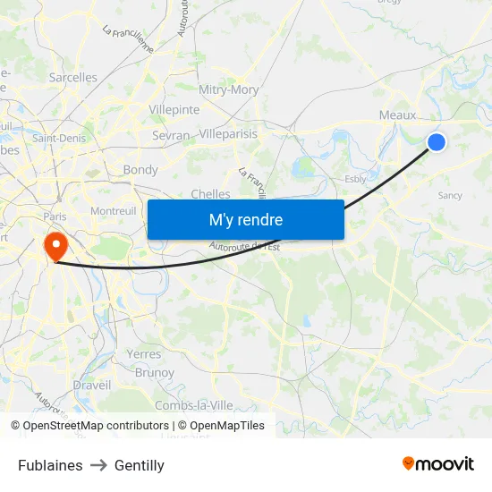 Fublaines to Gentilly map