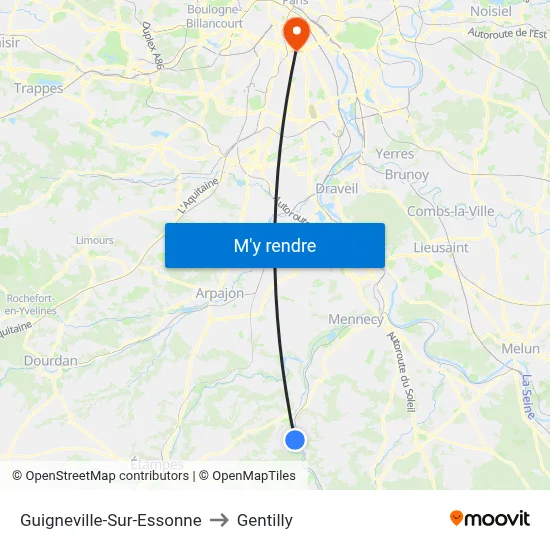 Guigneville-Sur-Essonne to Gentilly map