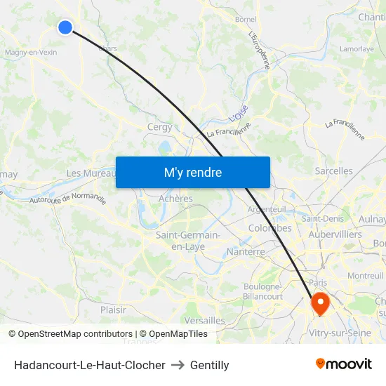 Hadancourt-Le-Haut-Clocher to Gentilly map