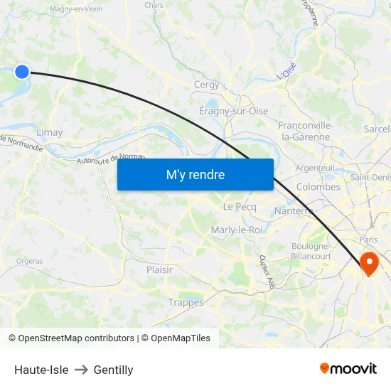 Haute-Isle to Gentilly map
