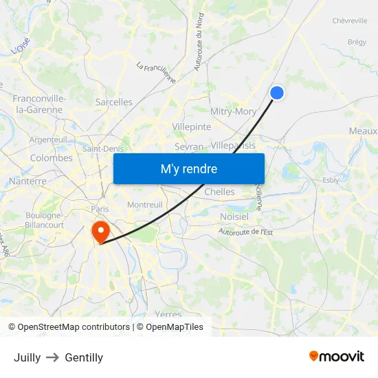 Juilly to Gentilly map