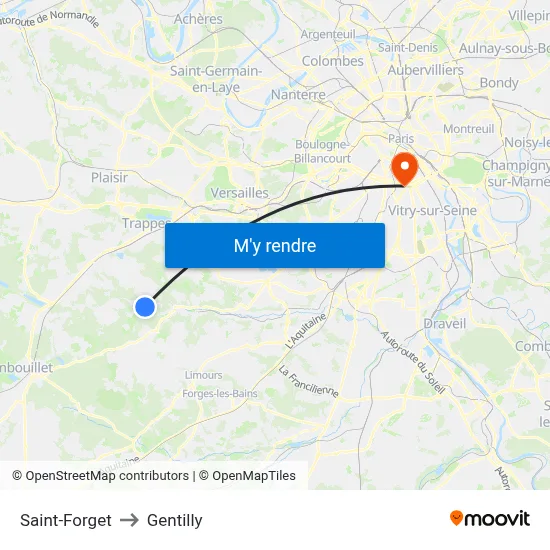 Saint-Forget to Gentilly map