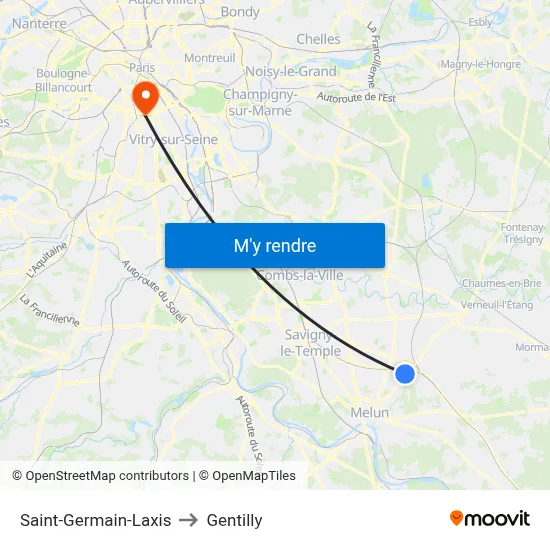 Saint-Germain-Laxis to Gentilly map