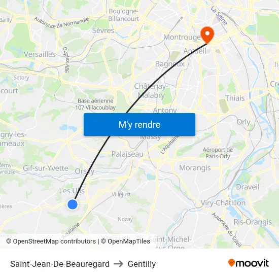 Saint-Jean-De-Beauregard to Gentilly map