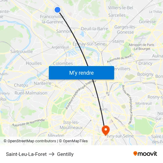 Saint-Leu-La-Foret to Gentilly map
