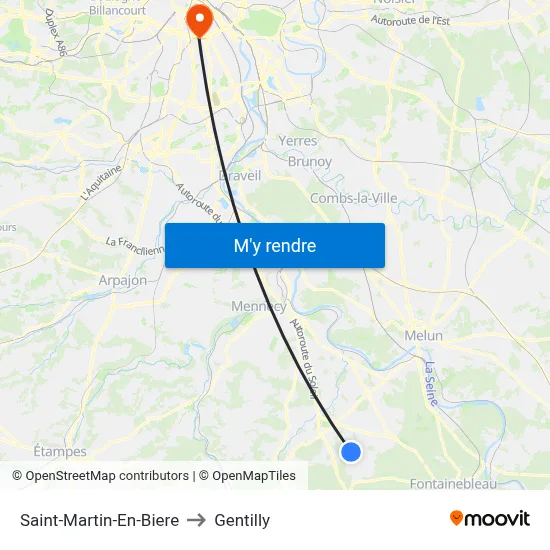 Saint-Martin-En-Biere to Gentilly map