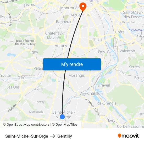 Saint-Michel-Sur-Orge to Gentilly map