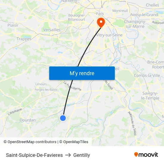 Saint-Sulpice-De-Favieres to Gentilly map
