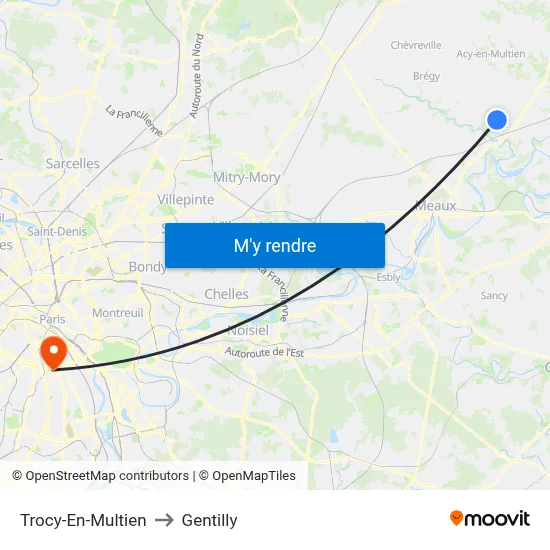 Trocy-En-Multien to Gentilly map