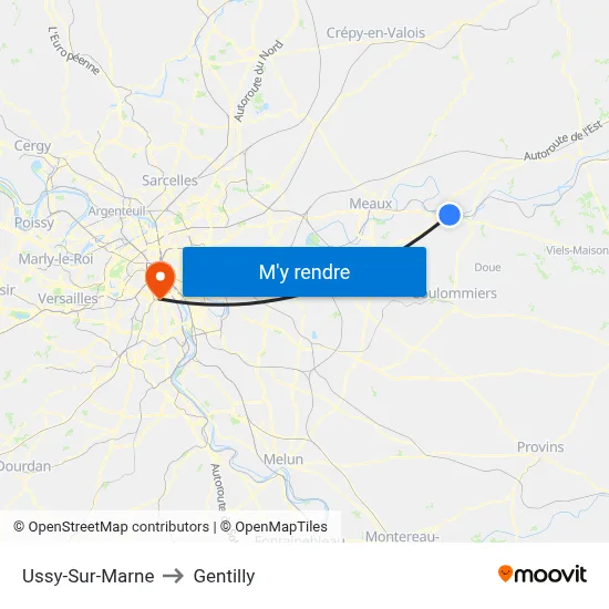 Ussy-Sur-Marne to Gentilly map