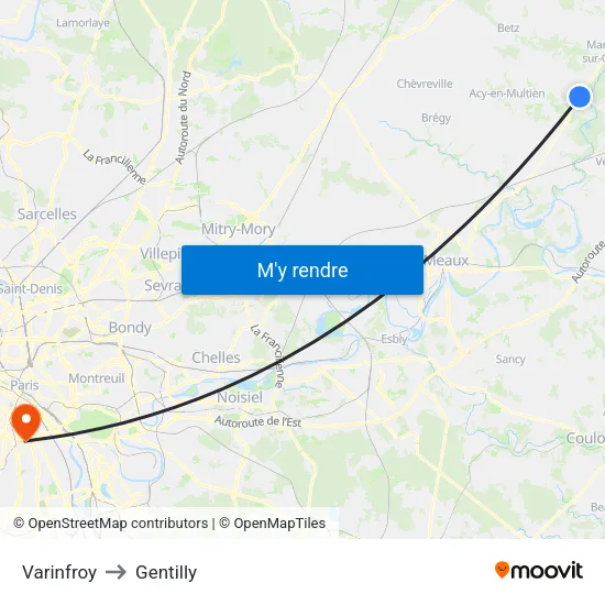 Varinfroy to Gentilly map