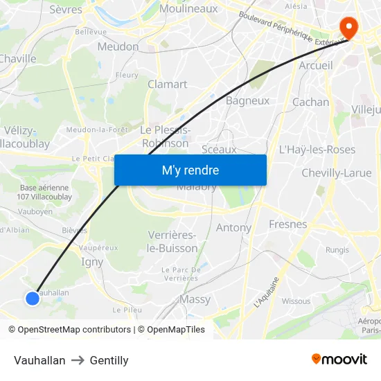 Vauhallan to Gentilly map