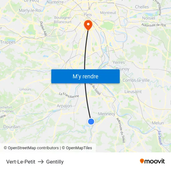 Vert-Le-Petit to Gentilly map