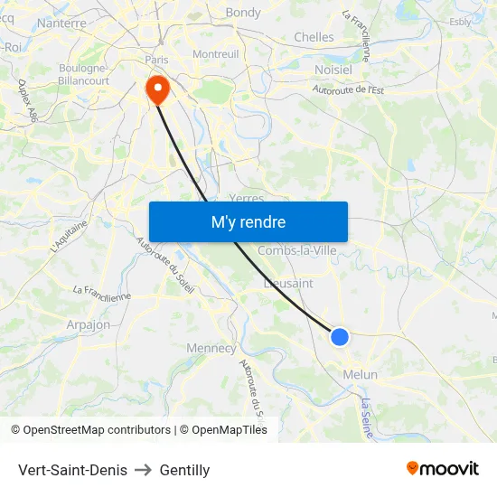 Vert-Saint-Denis to Gentilly map