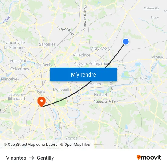 Vinantes to Gentilly map
