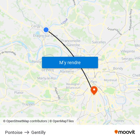 Pontoise to Gentilly map