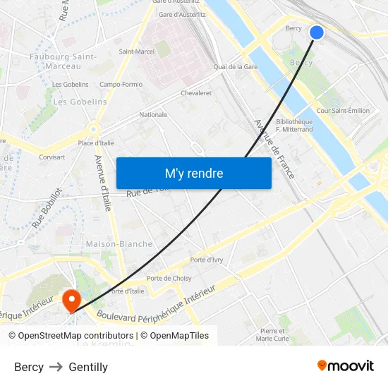 Bercy to Gentilly map