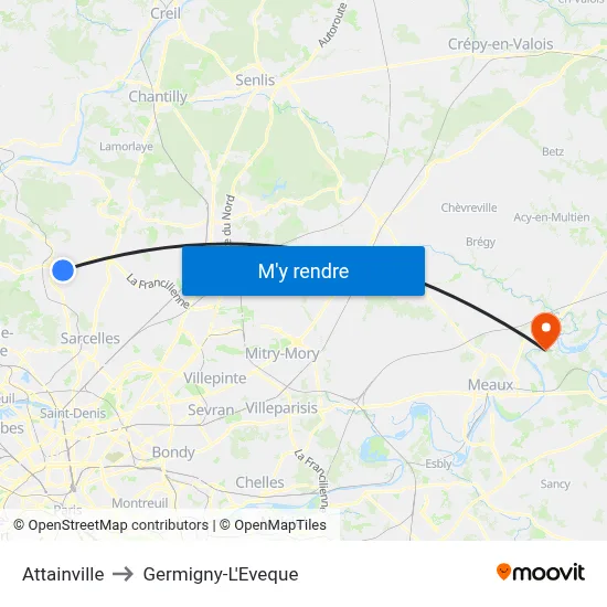 Attainville to Germigny-L'Eveque map