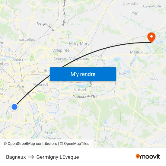 Bagneux to Germigny-L'Eveque map