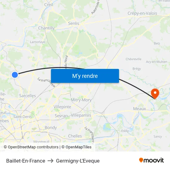 Baillet-En-France to Germigny-L'Eveque map