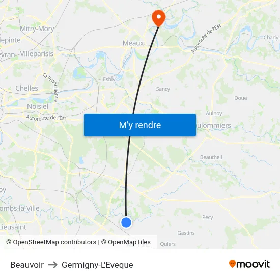 Beauvoir to Germigny-L'Eveque map