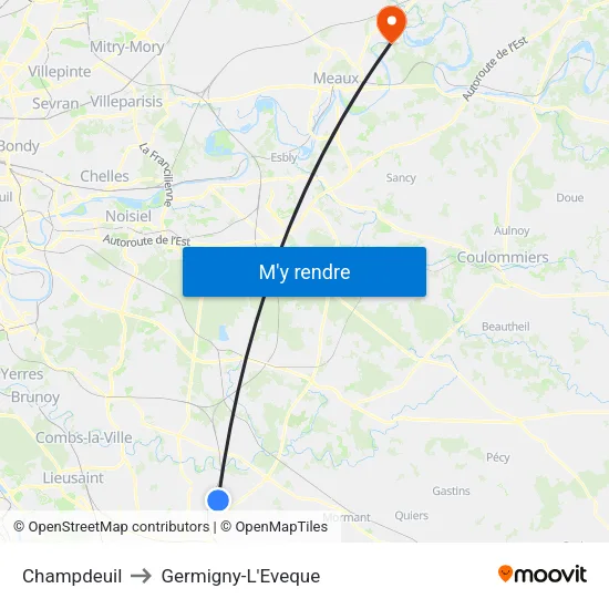 Champdeuil to Germigny-L'Eveque map