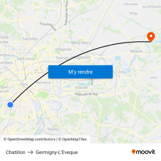 Chatillon to Germigny-L'Eveque map