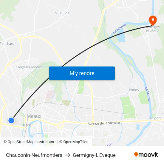 Chauconin-Neufmontiers to Germigny-L'Eveque map