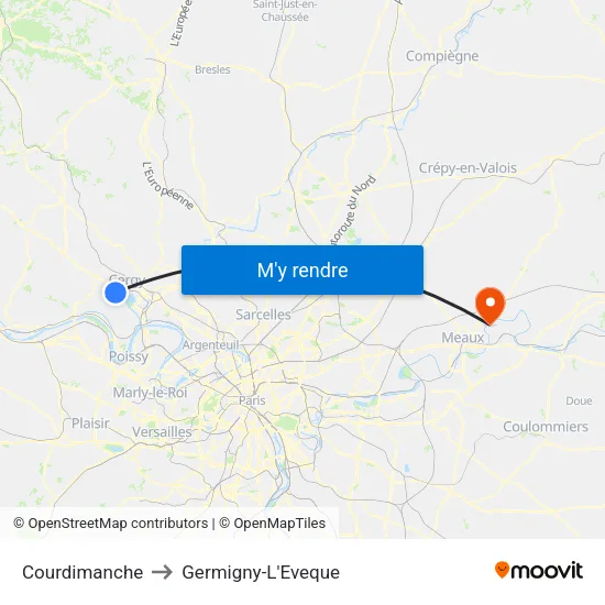 Courdimanche to Germigny-L'Eveque map