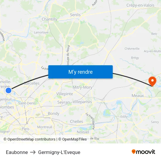 Eaubonne to Germigny-L'Eveque map