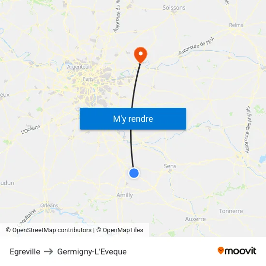 Egreville to Germigny-L'Eveque map