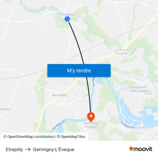 Etrepilly to Germigny-L'Eveque map