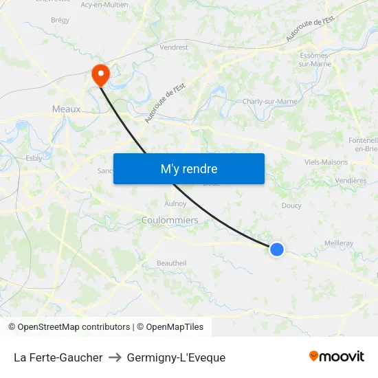 La Ferte-Gaucher to Germigny-L'Eveque map