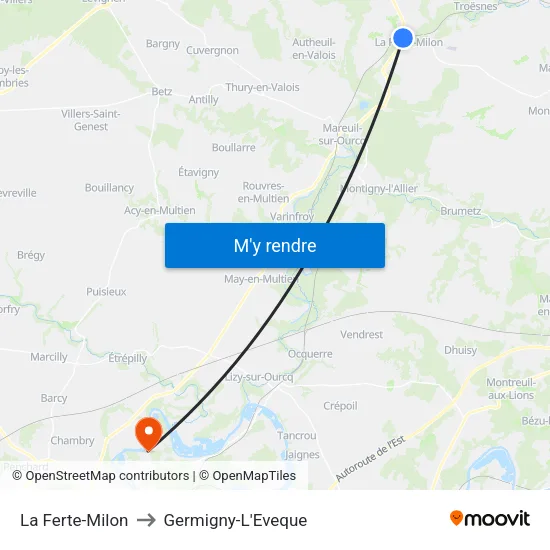La Ferte-Milon to Germigny-L'Eveque map