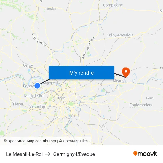 Le Mesnil-Le-Roi to Germigny-L'Eveque map