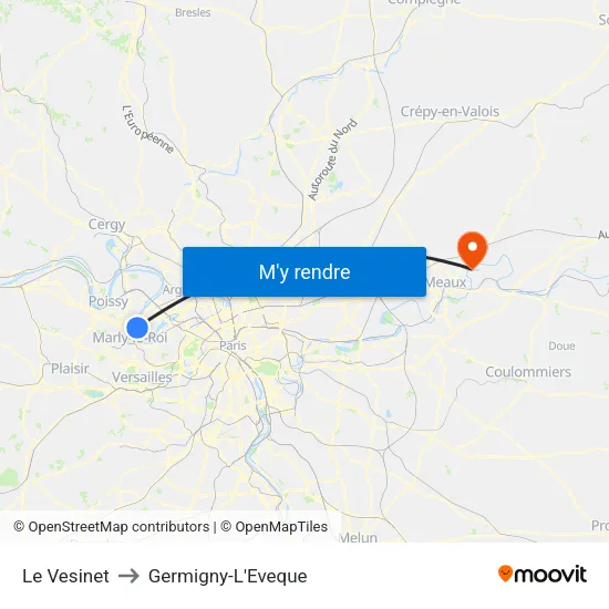 Le Vesinet to Germigny-L'Eveque map