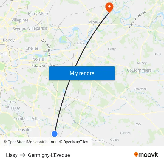 Lissy to Germigny-L'Eveque map
