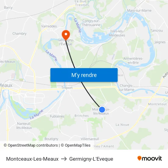 Montceaux-Les-Meaux to Germigny-L'Eveque map