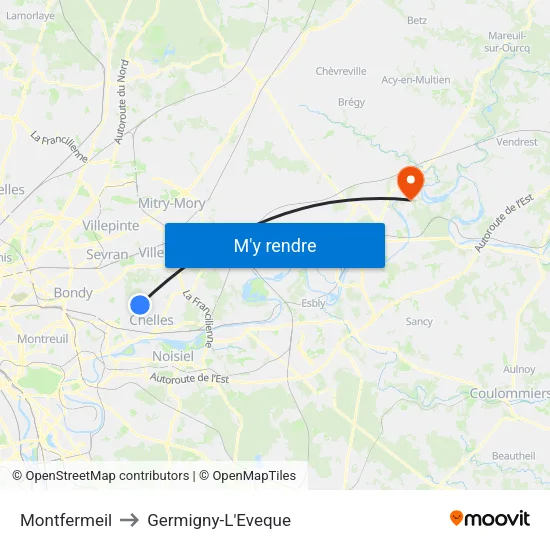 Montfermeil to Germigny-L'Eveque map