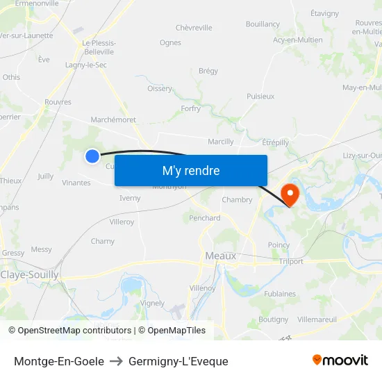 Montge-En-Goele to Germigny-L'Eveque map