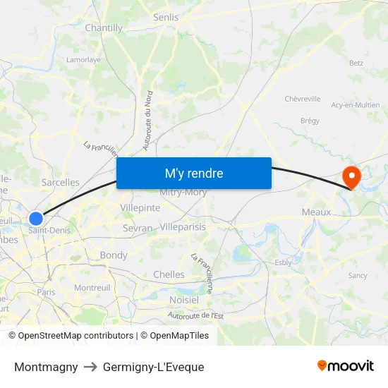 Montmagny to Germigny-L'Eveque map