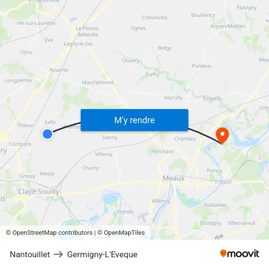 Nantouillet to Germigny-L'Eveque map