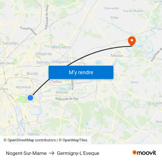 Nogent-Sur-Marne to Germigny-L'Eveque map