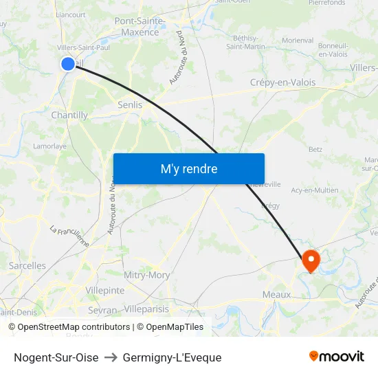 Nogent-Sur-Oise to Germigny-L'Eveque map