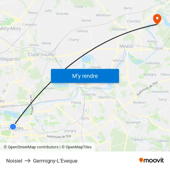 Noisiel to Germigny-L'Eveque map