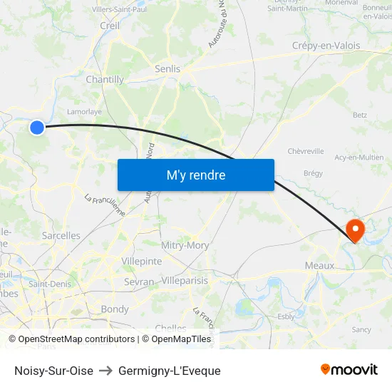 Noisy-Sur-Oise to Germigny-L'Eveque map
