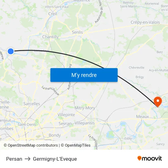 Persan to Germigny-L'Eveque map