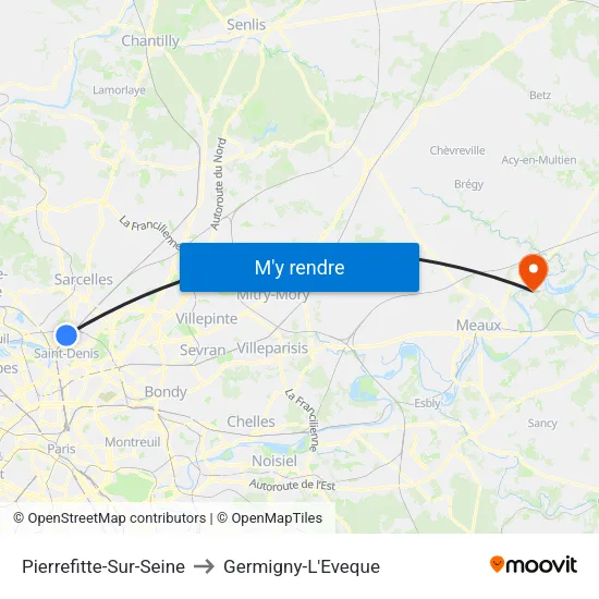 Pierrefitte-Sur-Seine to Germigny-L'Eveque map