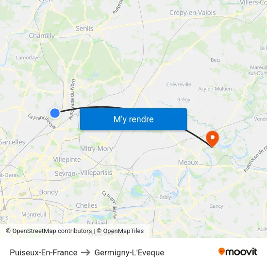 Puiseux-En-France to Germigny-L'Eveque map